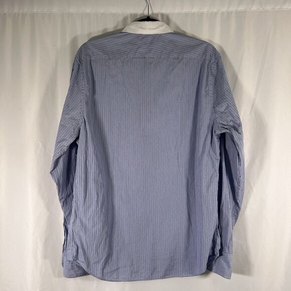 Suitsupply Dress Shirt Men's 16.5 42 Blue Striped Egyptian Cotton Long Sleeve - Picture 5 of 7